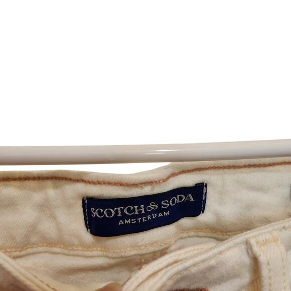 Scotch & Soda White Denim Frayed Hem Mid Rise The Charm Bootcut Jeans Sze 28/32 - Picture 5 of 16